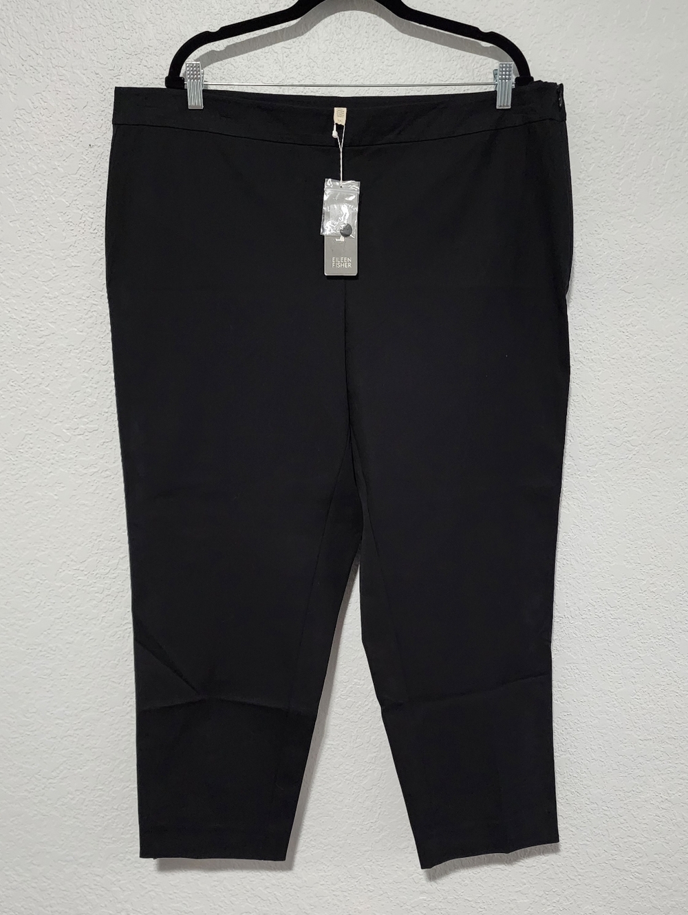 Eileen Fisher Comfy Cropped Pants Minimalist Contemporary Black 1X Cotton NWT